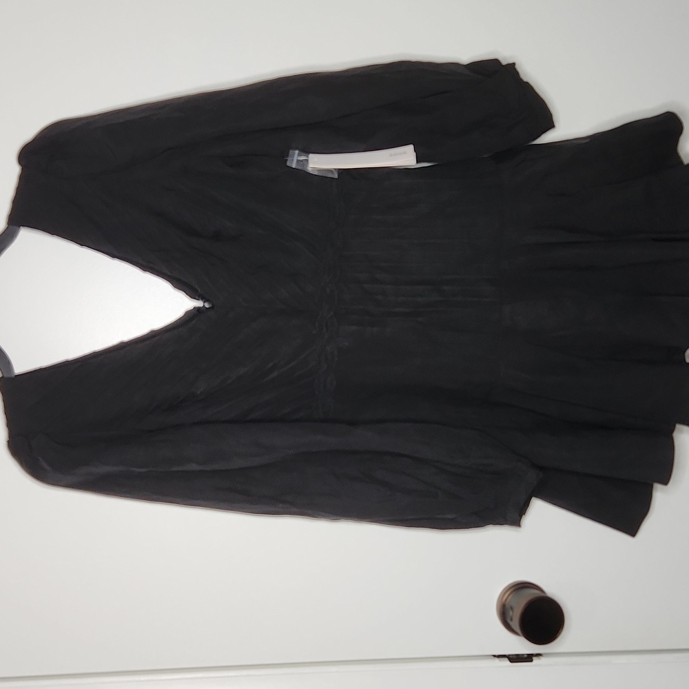 NWT Aqua flippy long sleeve mini dress, black - Picture 2 of 6